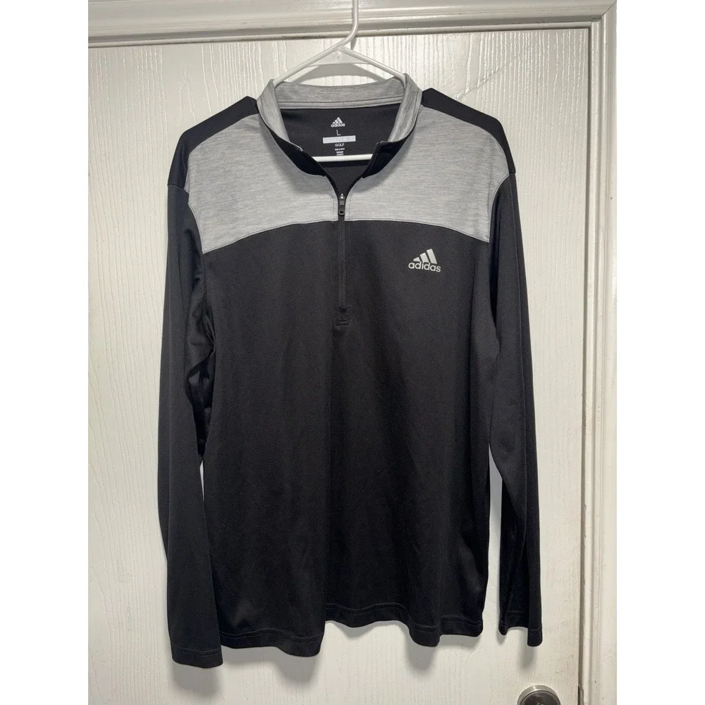 Adidas Golf Jacket 1/4 Zip Long Sleeve Men's Large‎ Black/Grey